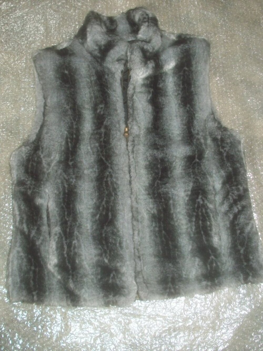 womens faux fur vest reversible zipper front size small